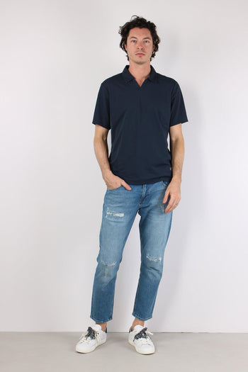 Polo Tessuto Tecnico Blu Navy - 2