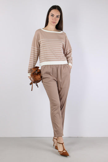 Maglia Riga Scollo Barca Almond/white - 3