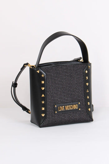 Shopping Verticale Paglia Borc Nero/nero - 2