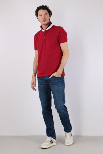 Polo Colletto Contrasto Rosso - 5