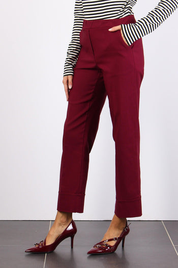 Pantalone Bengalina Risvolto Bordeaux - 6