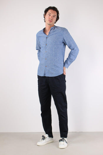 Camicia Lino Coreana Blu - 2