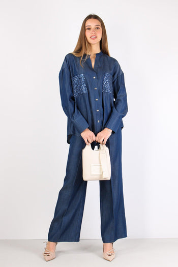 Camicia Chambry Inserto Paille Blu - 7