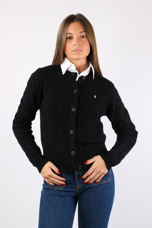 Cardigan Basico Logo Polo Black