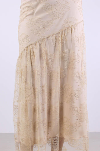 Gonna Lunga Pizzo Pieghe Ivory - 7