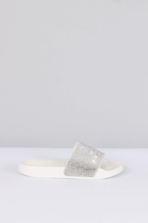 Ciabatta Fascia Strass Bianco