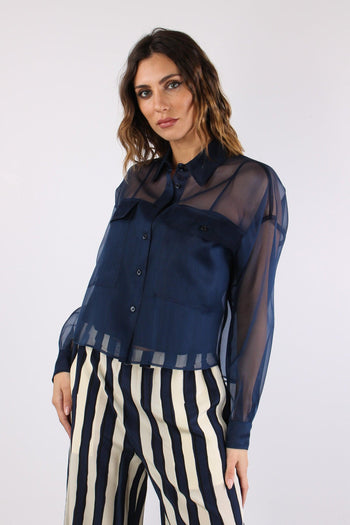 Colomba Camicia Seta Blu - 7