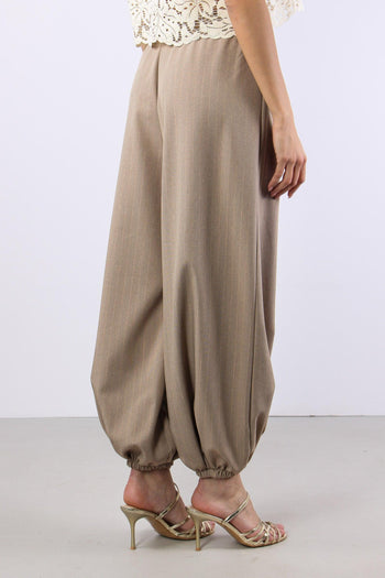 Pantalone Baloon Filo Lurex Beige - 5