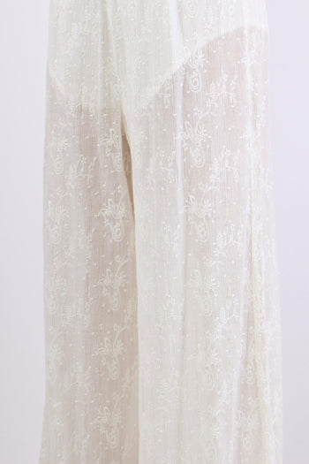 Pantalone Palazzo Inserto Lure Bianco - 7