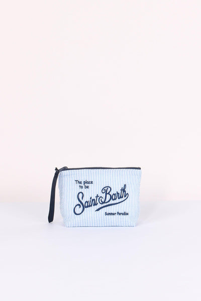 Aline Pochette Righe Azzurro/bianco