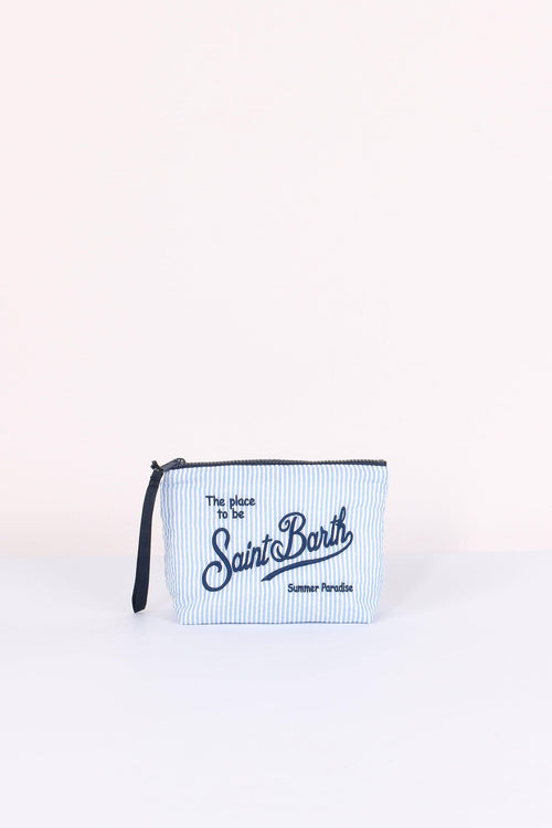 Aline Pochette Righe Azzurro/bianco