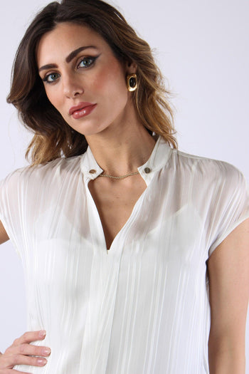 Casacca Sm Effetto Rigato Bianco Lana - 8