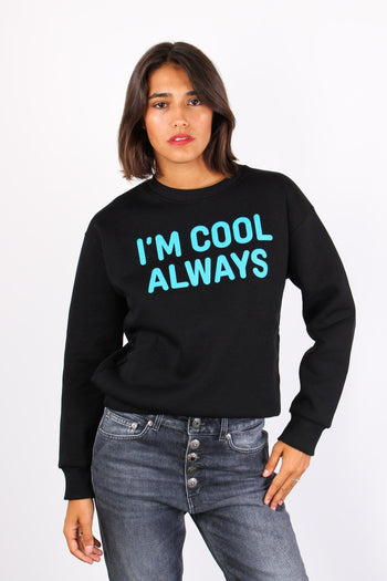 Felpa Ricamo Im Cool Always Nero/azzurro - 9