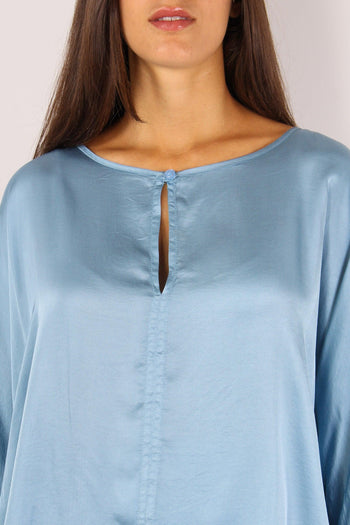 Blusa Effetto Raso Azzurro - 5