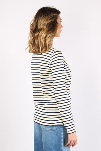 Erasmo Maglia Riga Avorio/blu - 5