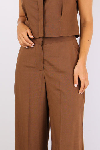 Pantalone Palazzo Gamba Dritta Tabacco - 7