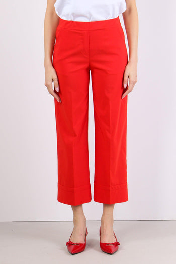 Pantalone Cropped Risvolto Rosso - 2