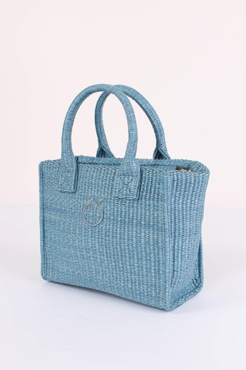 Mini Shopping Beach Rafia Light Blue - 4
