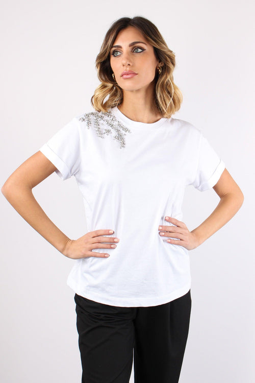 T-shirt Castoni Spalla Bianco