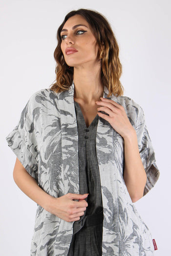 Giacca Kimono Frange Fantasia Sabbia/canna Fucile - 7