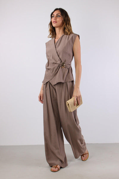 Pantalone Effetto Corteccia Tortora