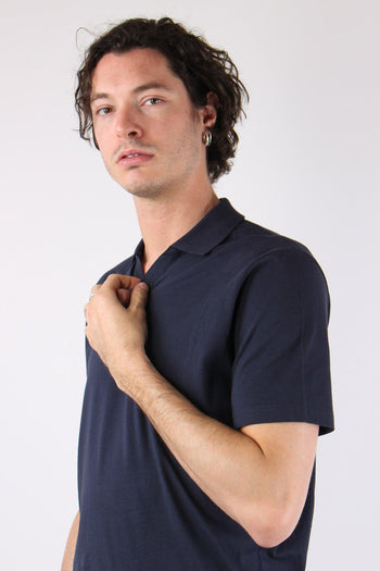 Polo Derby Cotone Blu Navy - 7
