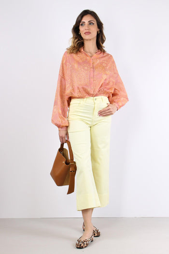 Pantalone Cropped Orlo Alto Giallo - 5