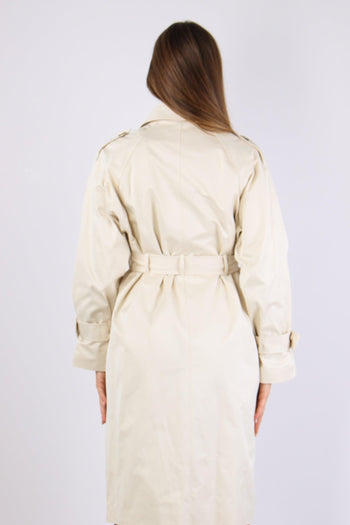 Trench Cinturato Cotone Beige - 5