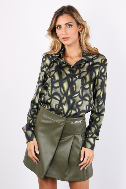 Camicia Fluida Tie Dye Dark Green