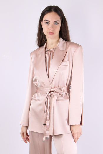 Rapa Giacca Cintura Satin Rosa Mogano - 7