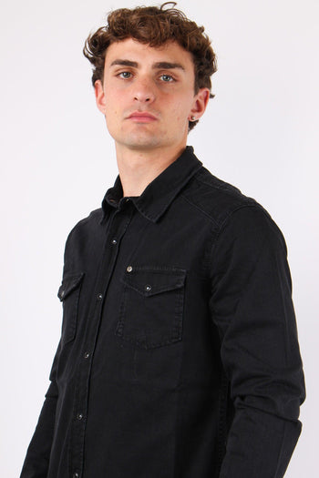 Camicia Denim Slim Fit Nero - 6