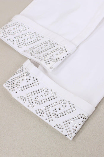 Jeans Monroe Risvolto Strass Bianco Ottico - 6