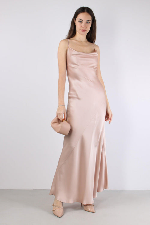 Farro Abito Scavo Dietro Satin Rosa Mogano