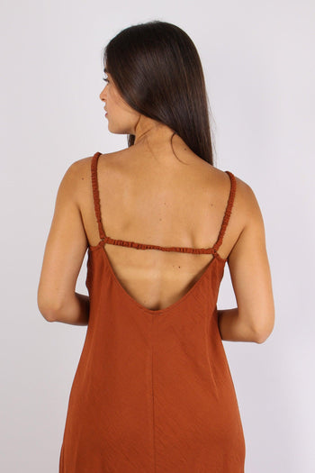 Abito Lungo Spallina Arriccio Ruggine - 7