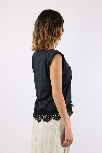 T-shirt Spalline Fondo Pizzo Piombo - 7