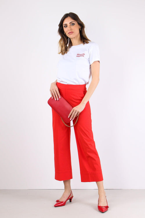 Pantalone Cropped Risvolto Rosso
