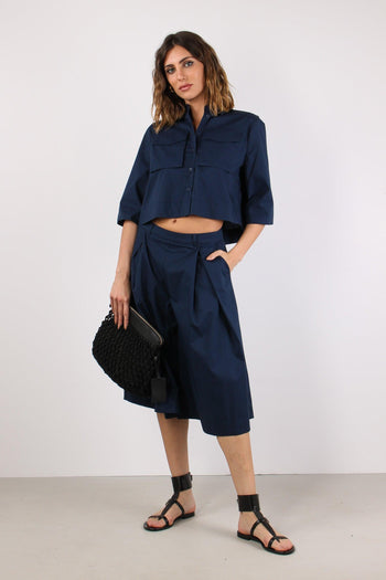 Camicia Taschine Cotone Tecnico Navy Blue - 5