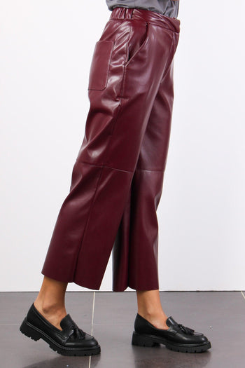 Pantalone Cropped Ecopelle Bordeaux - 6