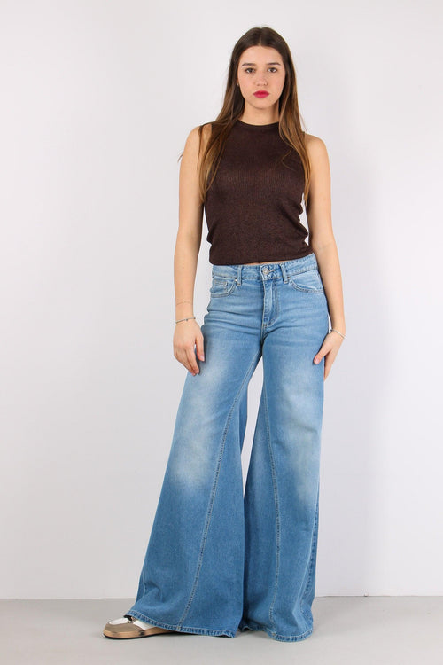Eos Denim Zampa Taglio Asimmetrico Denim Chiaro