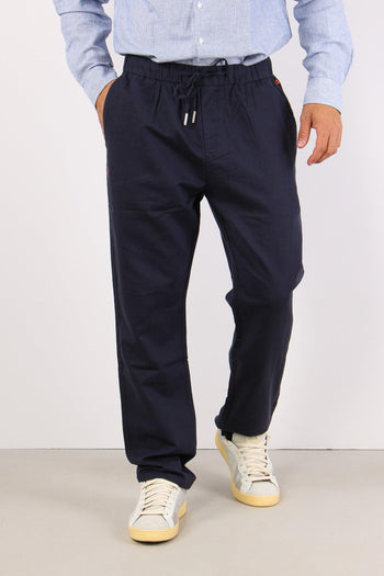 Pantalone Lino Elastico Navy Blue - 2