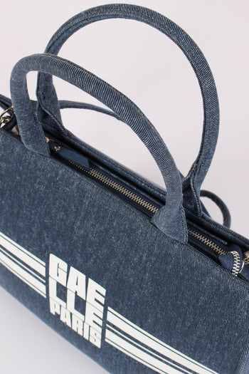 Maxi Tote Banda Logo Blu - 5
