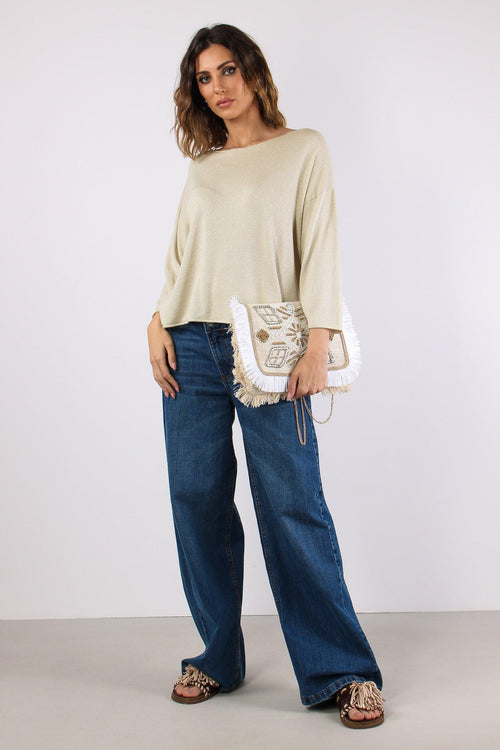 Maglia Scavo Barca Lurex Naturale