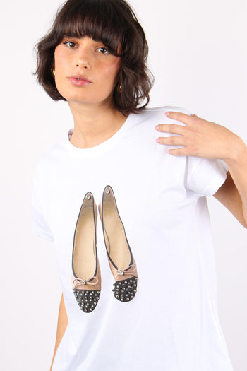 T-shirt Stampa Ballerina Bicol Bianco - 5