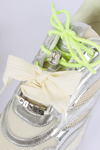 Sneakers Pelle Multi Lacci Silver - 6