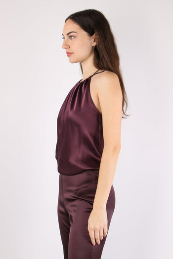 Carota Top Satin Smanicato Bordeaux - 8
