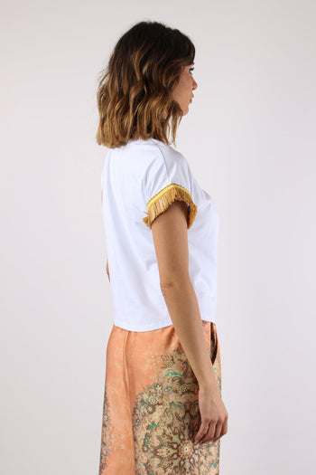 T-shirt Nodo Passamaneria Manica Bianco - 7