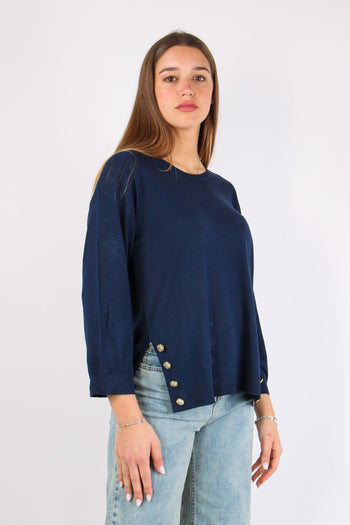 Maglia Over Bottone Fondo Blu - 6