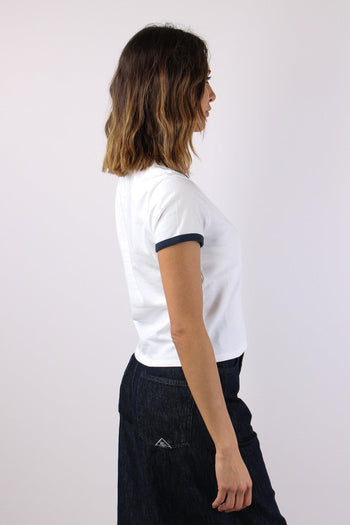 T-shirt Profilo Contrasto Bianco/blu - 6