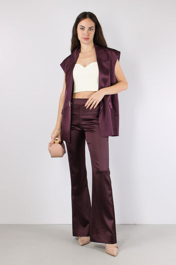 Pinolo Pantalone Effetto Raso Bordeaux - 3