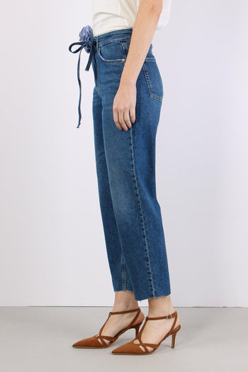 Jeans Straight Stripe Denim Scuro - 6